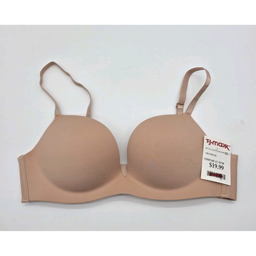 Sophie B Bra 36B‎ Lined Wireless Back Closure Adjustable Demi Bra Nude NWT